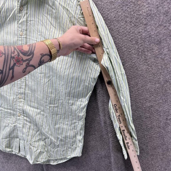 Polo Ralph Lauren Shirt Mens 16.5 32/33 Green Stripe Regent Classic Fit Dress - Picture 4 of 10